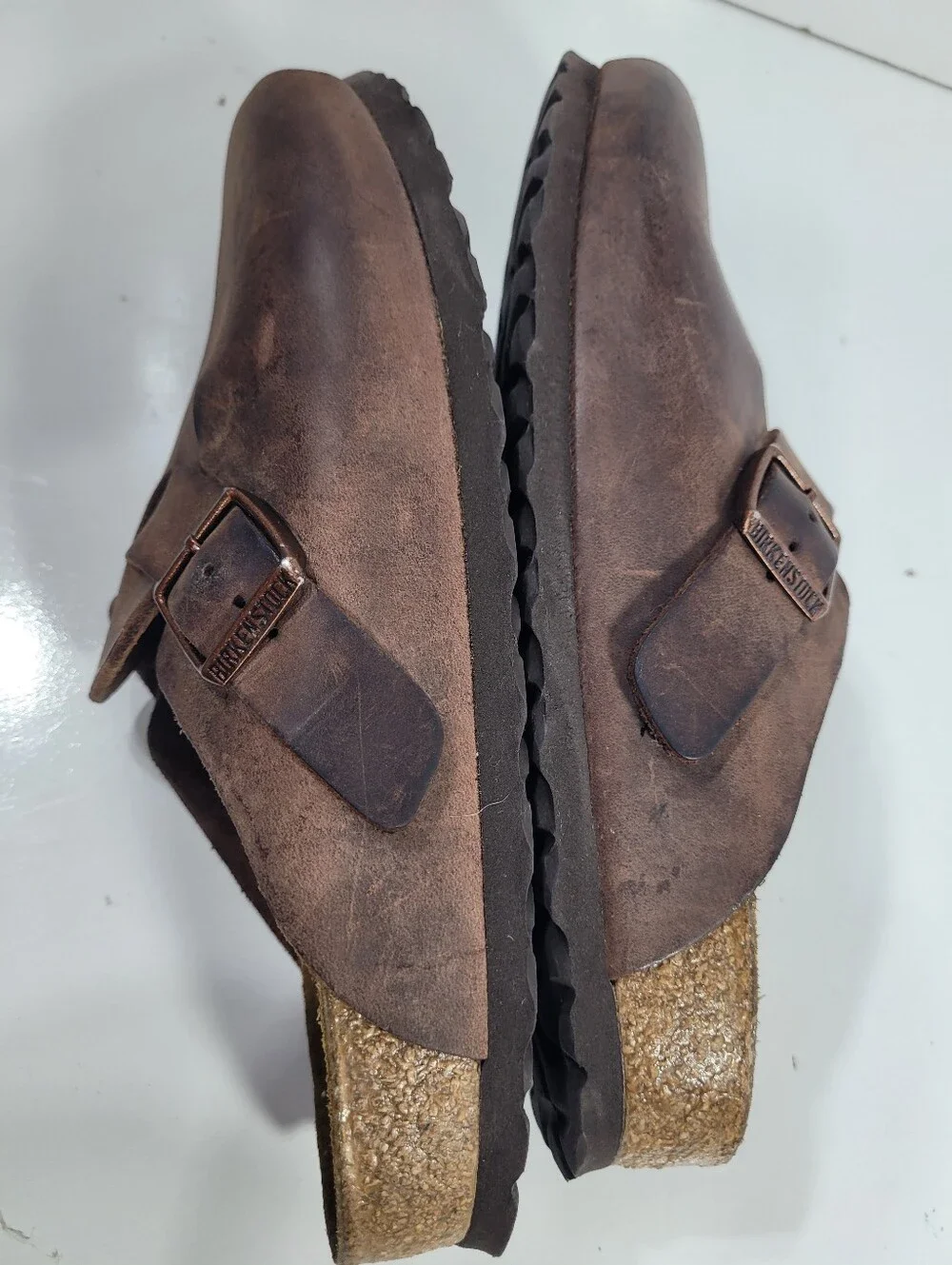 Birkenstock Boston Habana Brown Leather Clogs Regular Wide Size 39 US W8 M6 SFB
